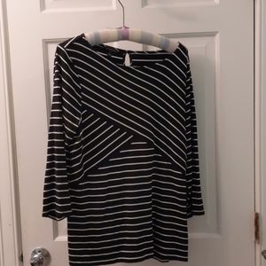 TALBOTS Black and White Striped Tunic